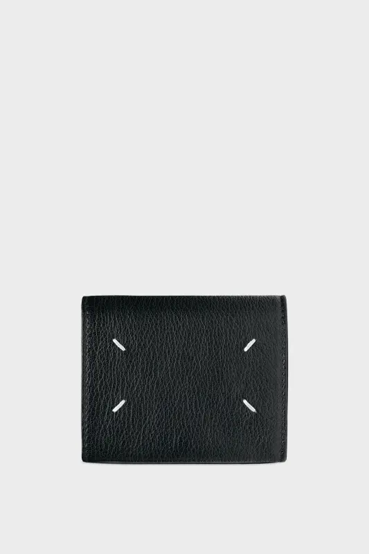 Maison Margiela Black Leather Bifold Wallet – Slate Blue Black online