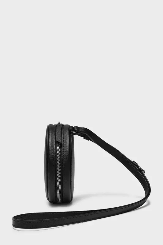 Maison Margiela Black Leather Mini Round Bag Black online
