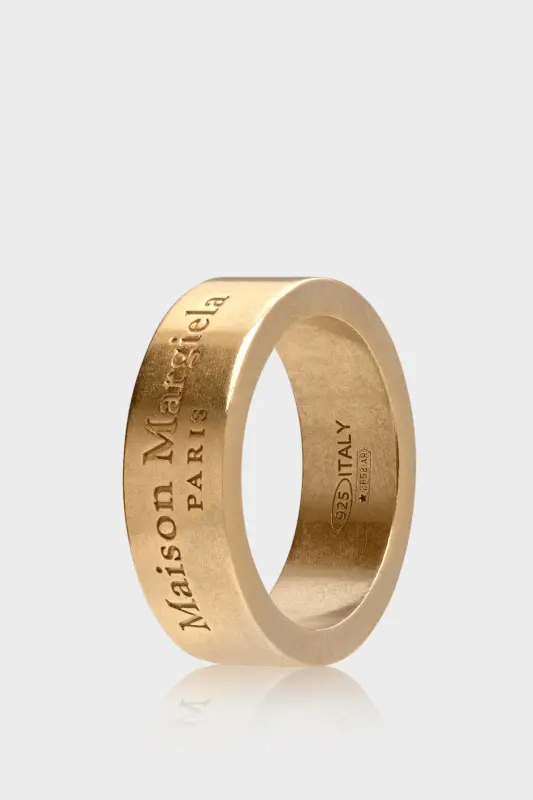 Maison Margiela Medium-Width Logo Ring Yellow Gold Plating Burattato online
