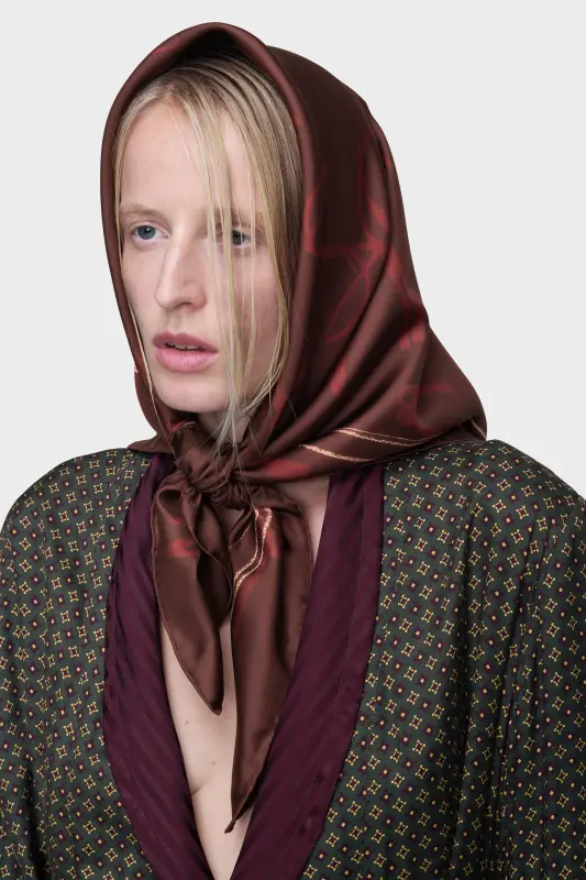 Maison Margiela Scribbled Numerical silk foulard Bordeaux online