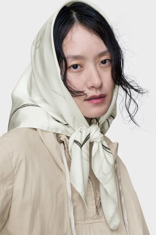 Maison Margiela Scribbled Numerical silk foulard Pearl Grey online