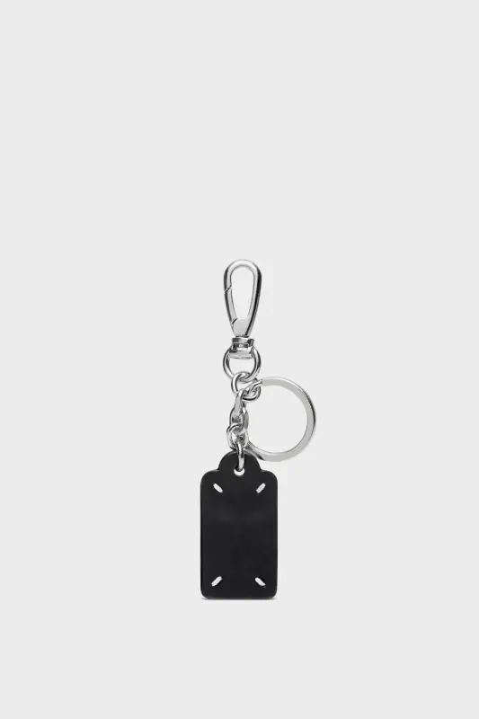 Maison Margiela White Calf Leather Keyring with Hook Black and White online