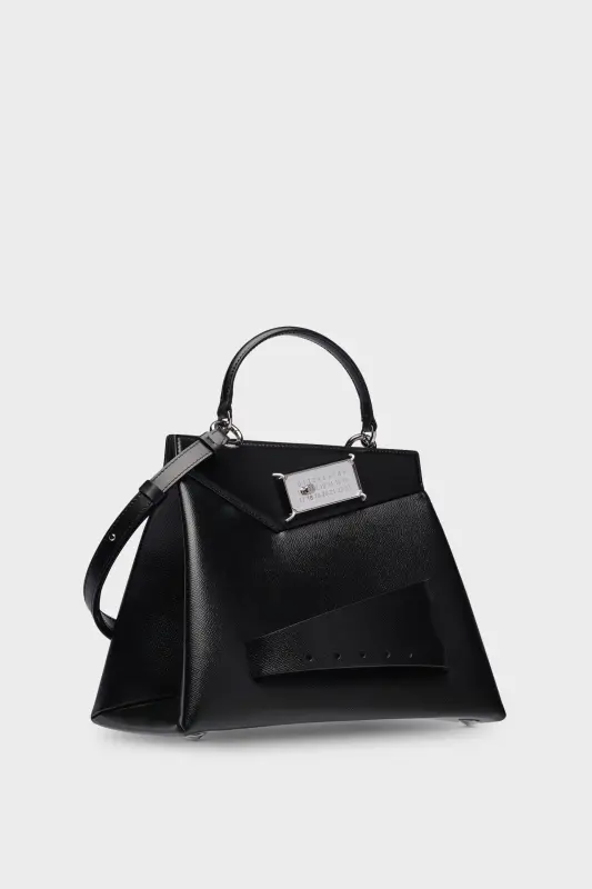 Maison Margiela Black Leather Medium Snatched Handbag Black online