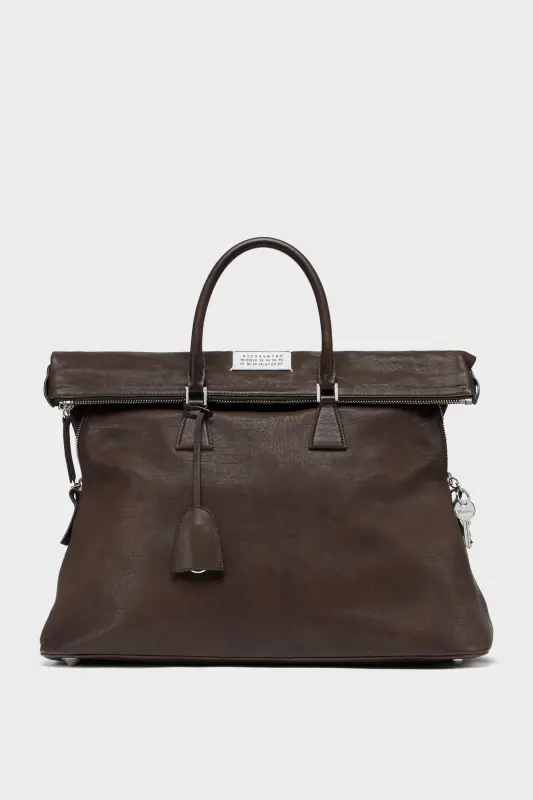 Maison Margiela Brown Calf Leather 5AC Crossbody Bag Loved To Death XL Ebony online