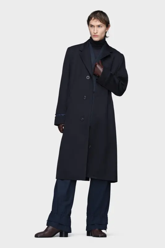 Maison Margiela Mens Blue Wool Coat Dark Blue online