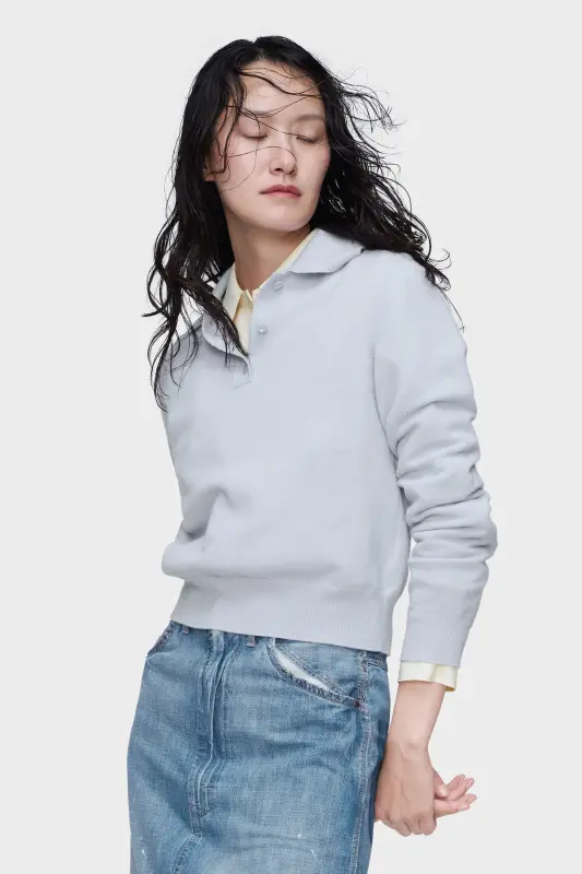 Maison Margiela Polo Knit Top Pale Blue online