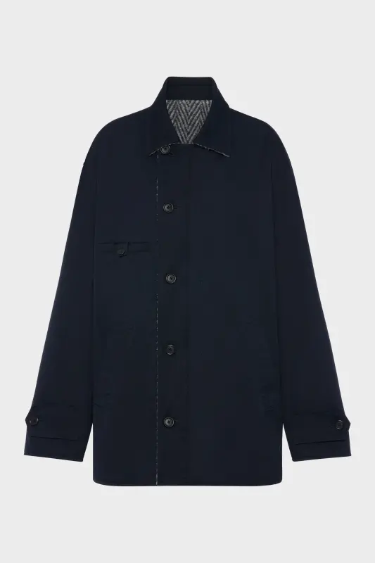 Maison Margiela Reversible caban Navy Blue and Grey online