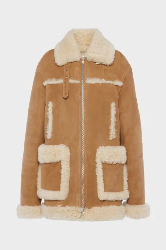 Maison Margiela SHEARLING LEATHER JACKET Camel online
