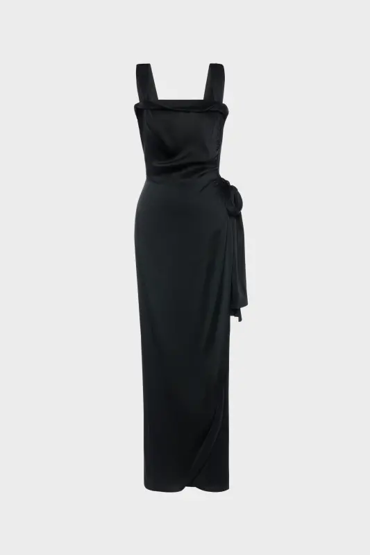 Maison Margiela Silk satin maxi dress Black online