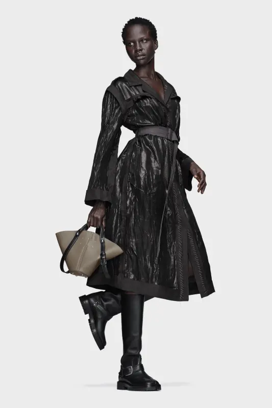 Maison Margiela Womens Black Trench Dress Black and melange carbon online