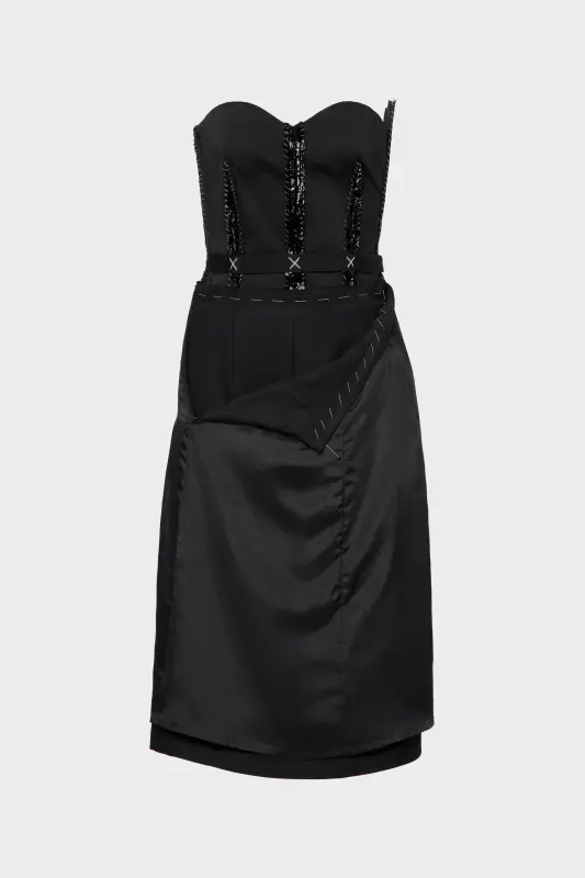 Maison Margiela Womens Black Wool Strapless Midi Dress Black online