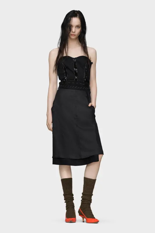 Maison Margiela Womens Black Wool Strapless Midi Dress Black online