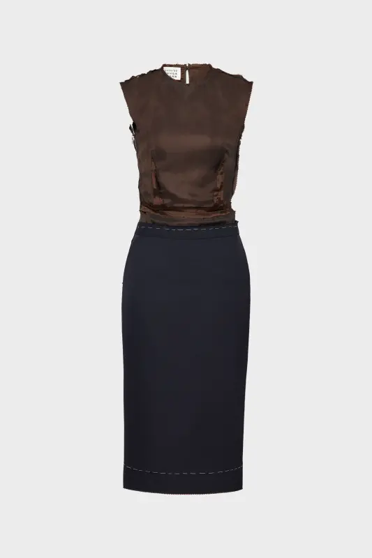 Maison Margiela Womens Blue Sleeveless Dress Blue and chocolate online