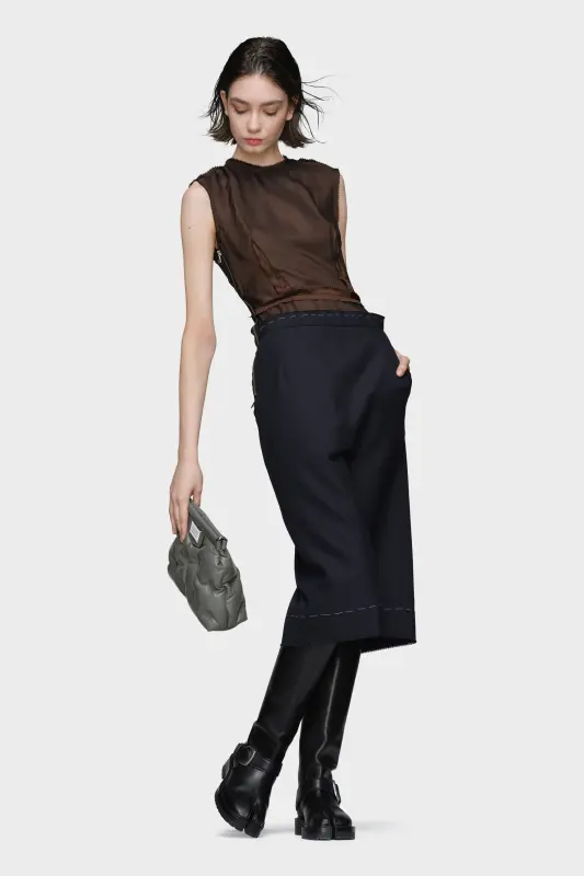 Maison Margiela Womens Blue Sleeveless Dress Blue and chocolate online