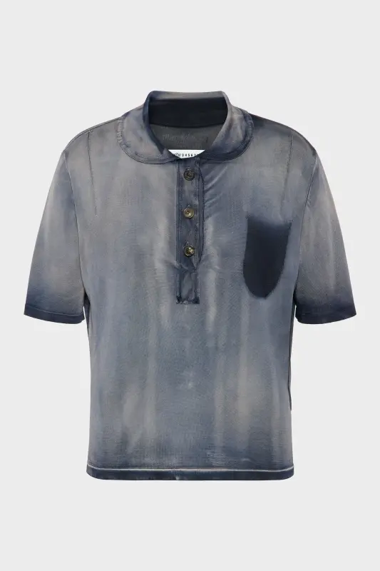 Maison Margiela Womens Blue Viscose Sun-Faded Polo Top Navy Blue online