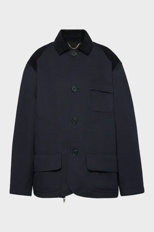 Maison Margiela Womens Blue Wool & Cotton Reversible Coat Navy blue online