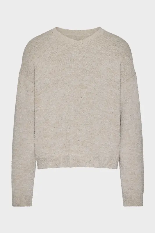 Maison Margiela Mens Blue Cotton V-Neck Sweater Ice blue and beige online