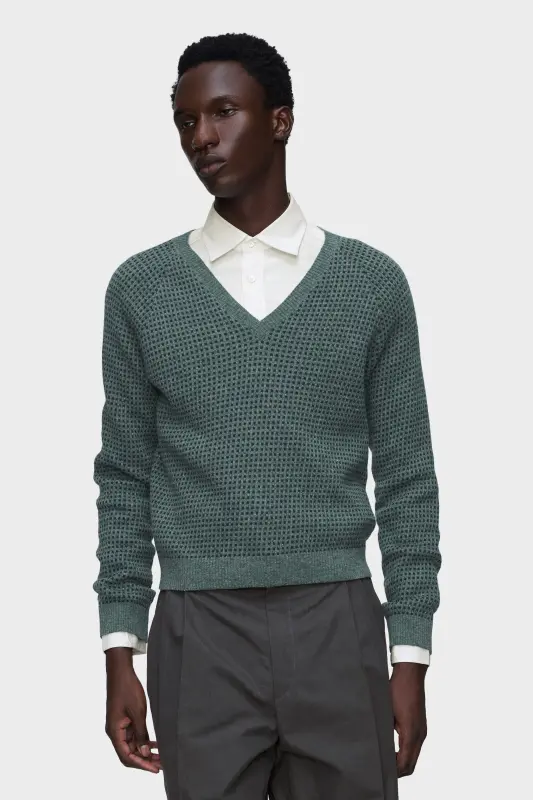 Maison Margiela Wool-blend V-neck sweater Green online