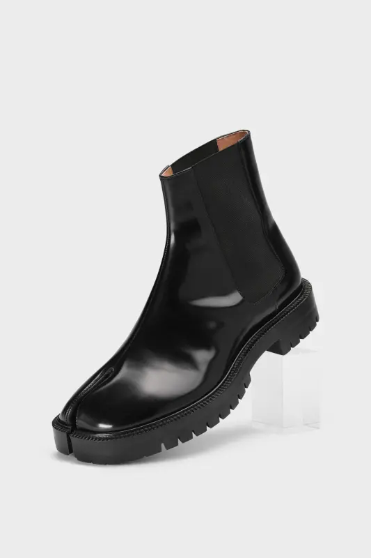 Maison Margiela Mens Black Leather Tabi Chelsea Boot Black online