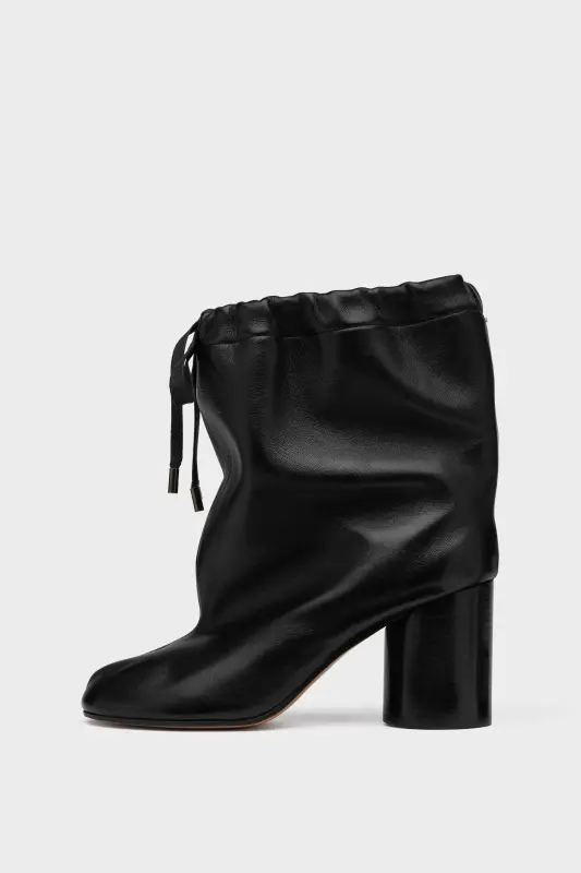 Maison Margiela Womens Black Leather Tabi Drawstring Ankle Boots Black online
