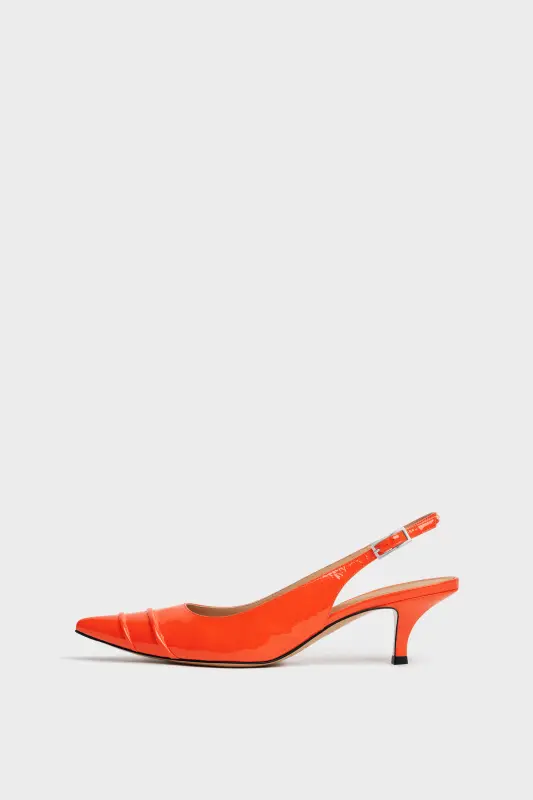Maison Margiela Womens Orange Leather Kinkies Slingback Coral online